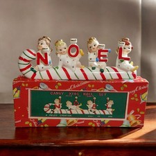 Portacandele natalizio vintage Relco Japan caramelle bambini Noel cherubino con scatola candele
