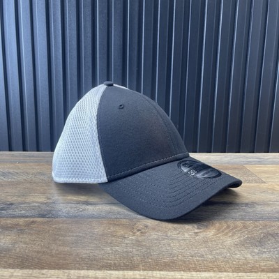 New Era 39THIRTY Medium Large Black White Mesh Back Flex Stretch Blank Cap Hat