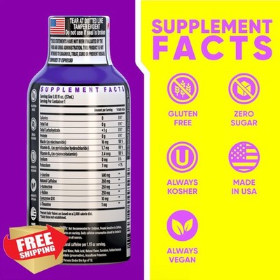 Vitamin Energy Focus+ Shot Berry 48pk, 260mg Caffeine