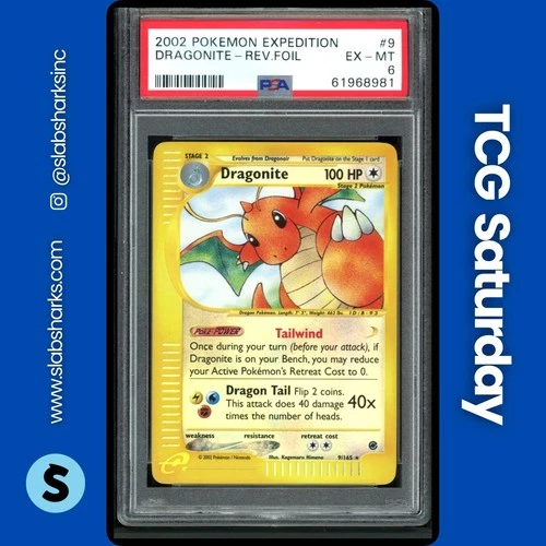 2002 POKEMON EXPEDITION SET #9/165 DRAGONITE REVERSE HOLO PSA 6