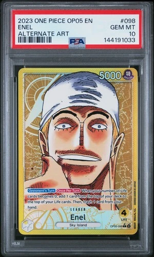 2023 ONE PIECE OP05-AWAKENING OF THE NEW ERA ALTERNATE ART #098 ENEL PSA 10