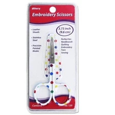 Allary 120 Embroidery Scissors 3.75" with Leather Sheath in Multi-Color Polka...