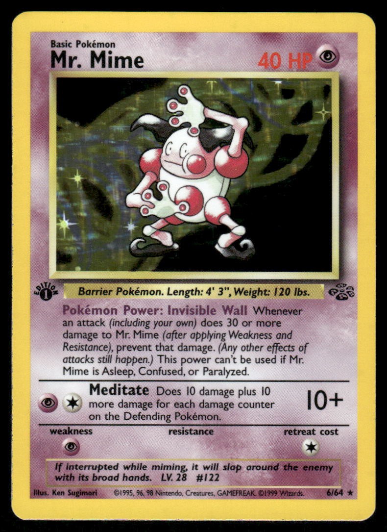Mr. Mime 6/64 1st Edition Holo Jungle Holo Rare NM EBAY LIVE FRIDAY