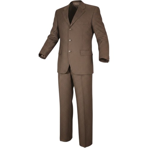 Canali Proposta Suit Mens IT 56 40x31 Brown Pinstripe Wool Super 120s Italy