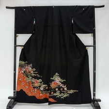 Japanese Kimono polyester wedding kimono Black tomesode "kurotomesode" 4977