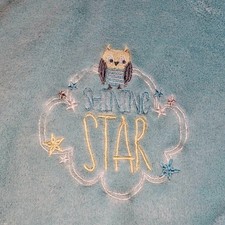 Just Born Shining Star Owl Baby Blanket Aqua Blue Gray Yellow Security Lovey