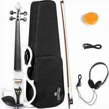 Full Size 4/4 Solid Wood Electric / Silent Violin with Case Bow Rosin Headphone