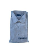 Career Club Mens 17 Short Sleeve Dress Shirt White Stripe Vintage NIP Made USA