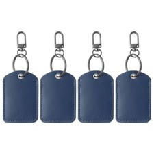 Leather Key Fob, 4Pcs Genuine Leather Key Fobs DIY Keychain Holder, Navy Blue