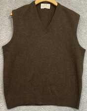 Lord Jeff Mens V-Neck Sweater Vest, Australian Lambswool, Large, Dark Brown