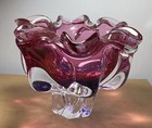 1960s Josef Hospodka,  Chribska Glassworks Ftd Cranberry Art Glass Bowl Exc 8” — photo 3