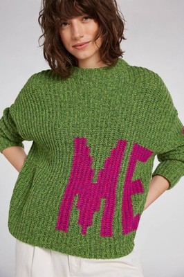 Oui German Design MEGA Sweater Green Pink EUC Size 6