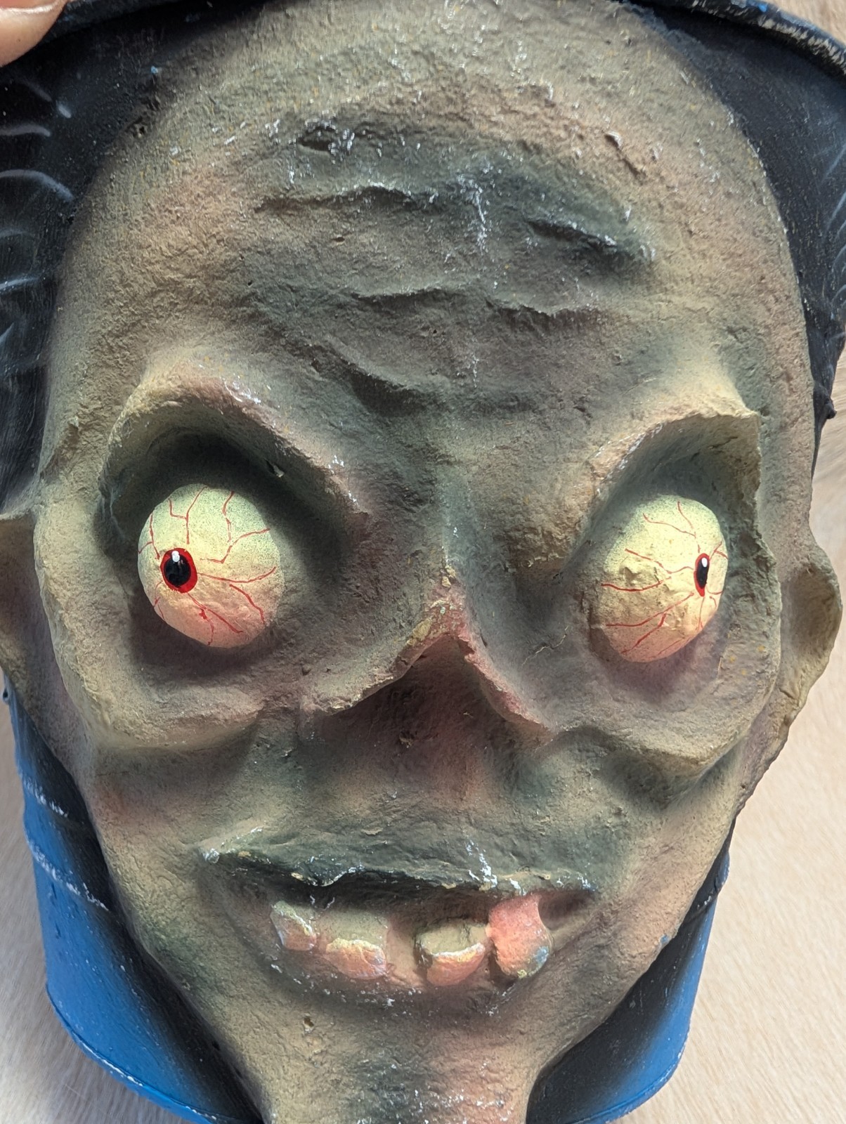 Halloween Trick Or Treat Bucket Vintage Feed The ZOMBIE 🧟! Paper-mache 