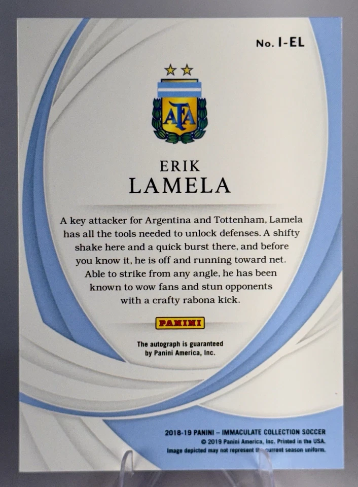 2018–19 Panini Immaculate Ink Эрик Ламела с автографом 86/99 Аргентина футбол I-EL - Изображение 4 из 4
