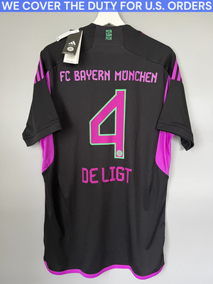 De Ligt Bayern Munich Jersey 2023-24 Away Soccer Shirt Adidas Men Size L