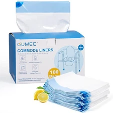 Lemon-Scented Commode Liners, 100 Count Bedside Commode Liners, Disposable Po...