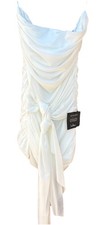 LULUS White Ruched Strapless Bodycon Micro Mini With Long Double Tie NWT