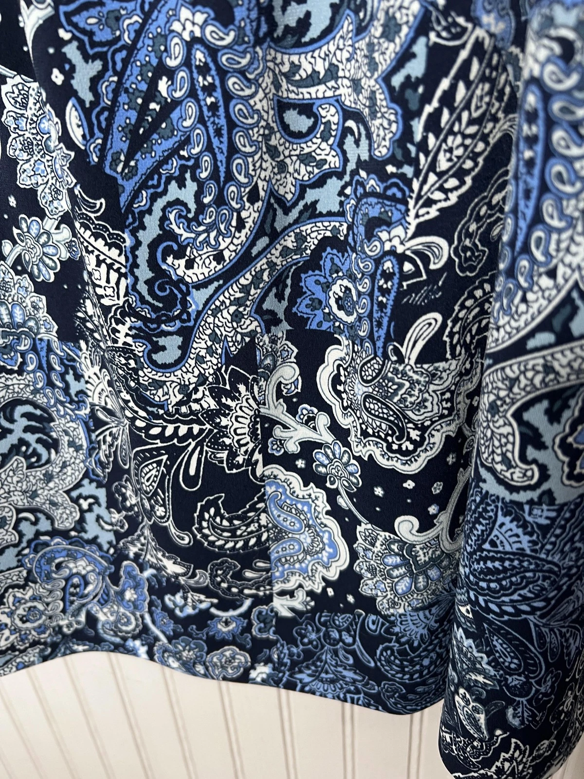 Abito Michael Kors donna grande paisley boho scollo quadrato manica 3 4 nuovo con etichette $135