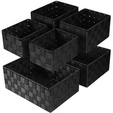 Uvellgift 6-Pack Woven Storage Baskets Bins Cube Containers Organizer Multi-size