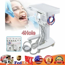 4 Holes Dental Unit System, Portable Mobile Delivery Rolling Box +Air Compressor