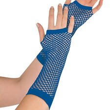 Amscan Blue Long Fishnet Fingerless Gloves 1 Count One Size