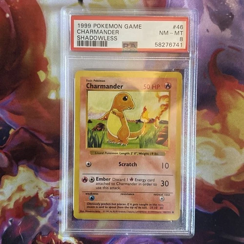 1999 Pokémon Base Set Charmander 46/102 SHADOWLESS PSA 8 NM/M Vintage