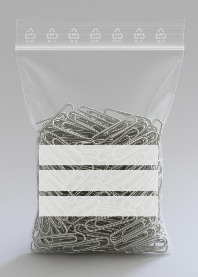 라벨 부착 공간이 있는 프레스 밀봉 백, PE 필름 백, 지퍼백, 50µm 3