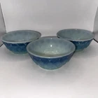 Vintage Fire King Kimberly Diamond Blue Green 5" BOWLS Set of 3 Anchor Hocking