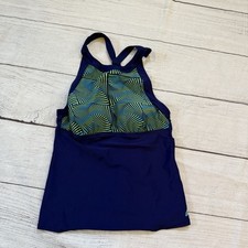 ADIDAS vortex v-back size large blue green swimsuit tankini top