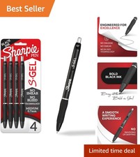 4 Count Ergonomic S-Gel Black Ink Pens - Ideal for Professional and Academic Use