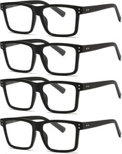 Reading Glasses for Men - 4 Pack Classic Square TR Frame Readers with Spring Hin