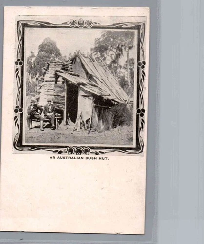 VINTAGE POSTCARD AN AUSTRALIAN BUSH HUT 1900s settlers hut