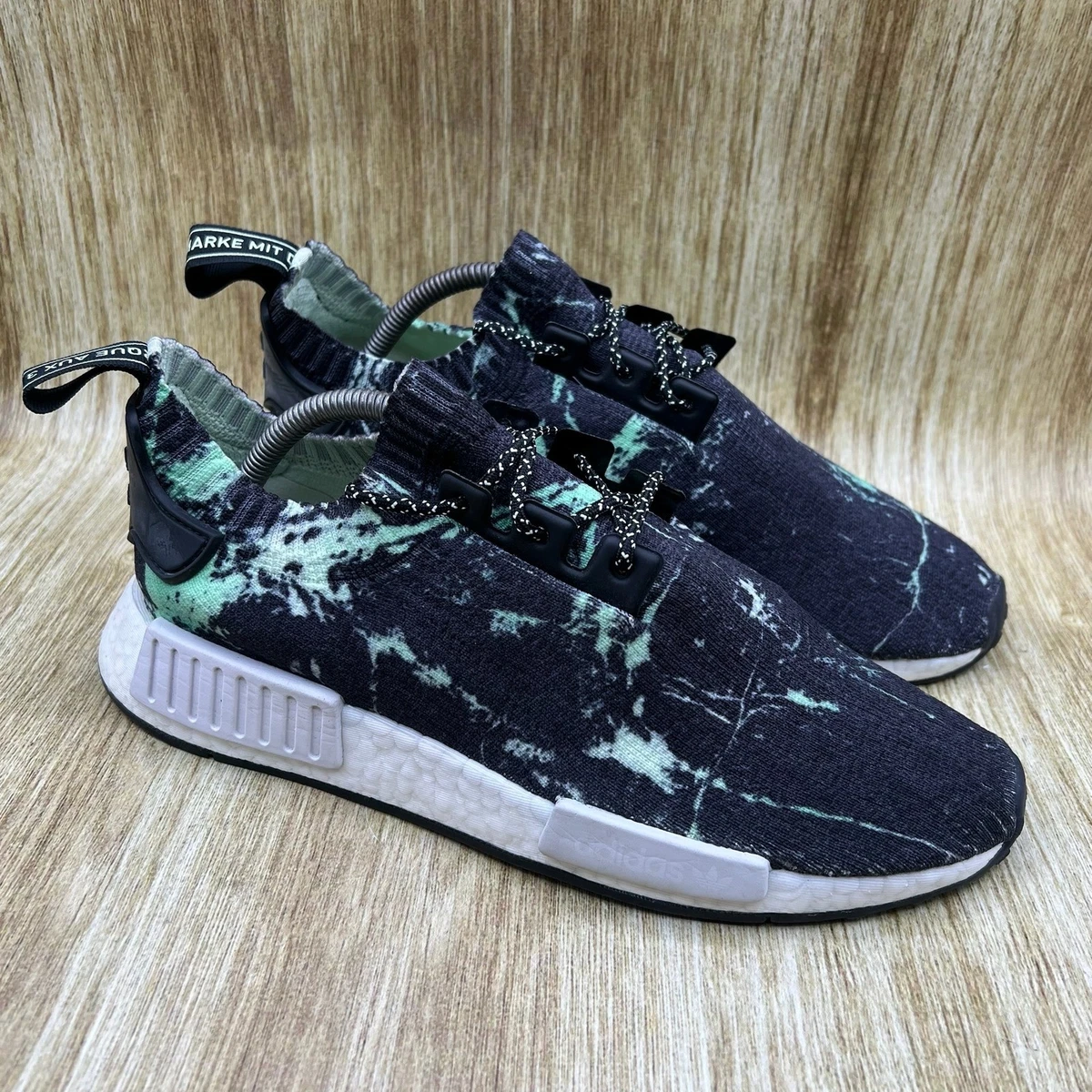Adidas NMD R1 Primeknit Boost Shoes Mens‎ US 10 Black Aero Green Marble Print Brand New Adidas NMD R1 PK  main image 3