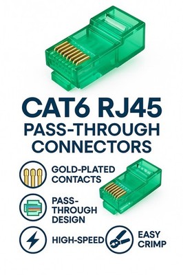 10 x Hochleistungs CAT6 RJ45 Durchgangsverbinder Stecker (klar grün)