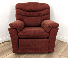 ARMCHAIR Electric Recliner Burnt Red Fleck Patterned Padded Arms FREE DELIVERY