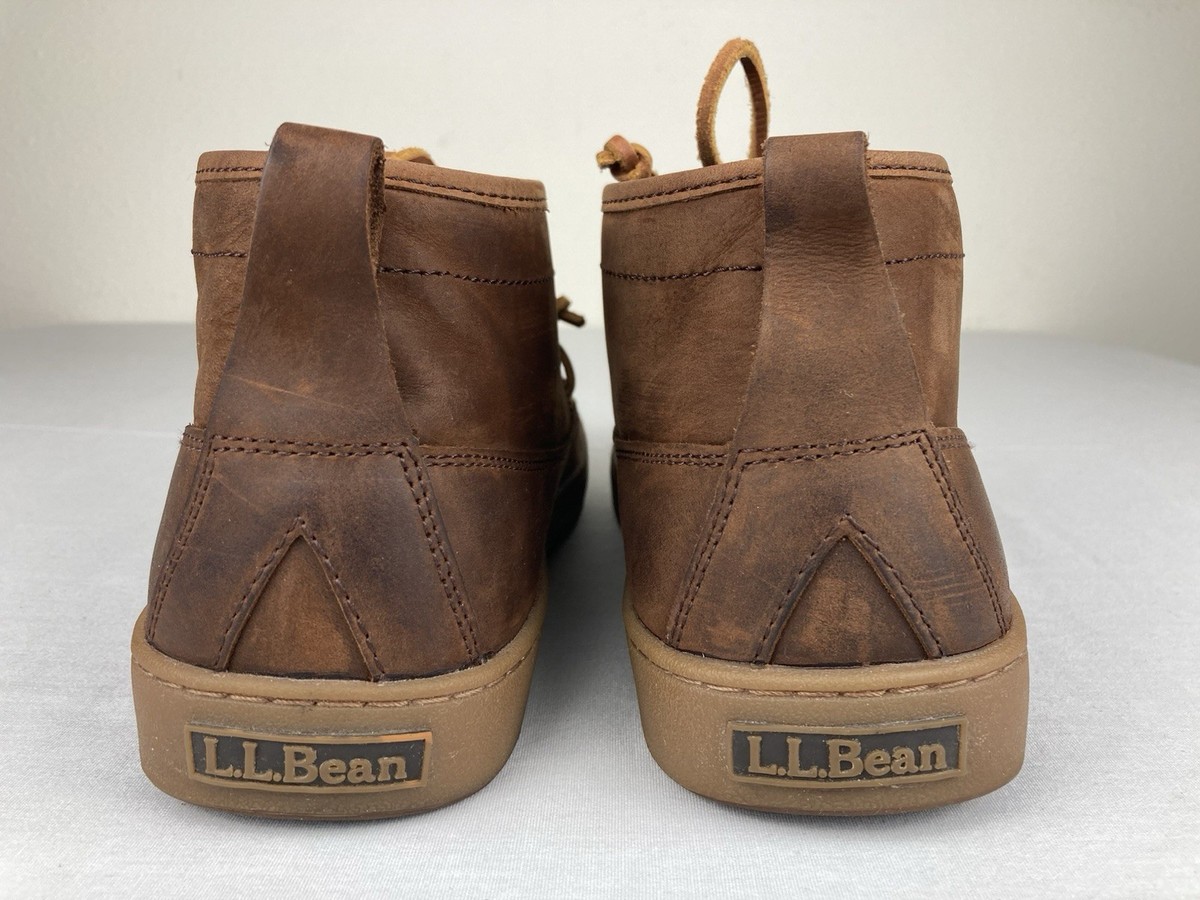 LL BEAN RANGER MOC TOE CHUKKA BOOTS BROWN LEATHER FLANNEL LINED