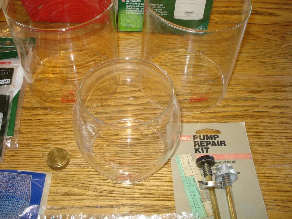 Coleman 200 228 Spare Parts PKG New Peerless Gold Top & USA Mantles Pump Globes - Image 2 of 4