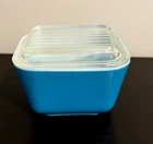 Vintage Pyrex Turquoise Robin Egg Blue Refrigerator Dish Model #501 B w/Lid Ex.