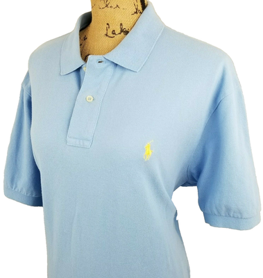 Polo Ralph Lauren Polo Shirt Knit Cotton Light Blue / Yellow Pony