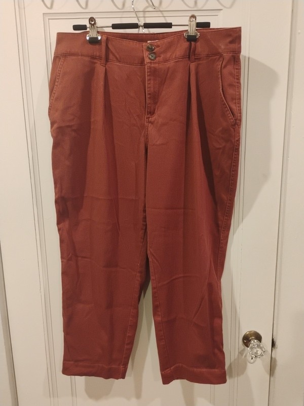 Women's A New Day Size 16 Rust Chino Straight Leg Pleated Cropped Pants