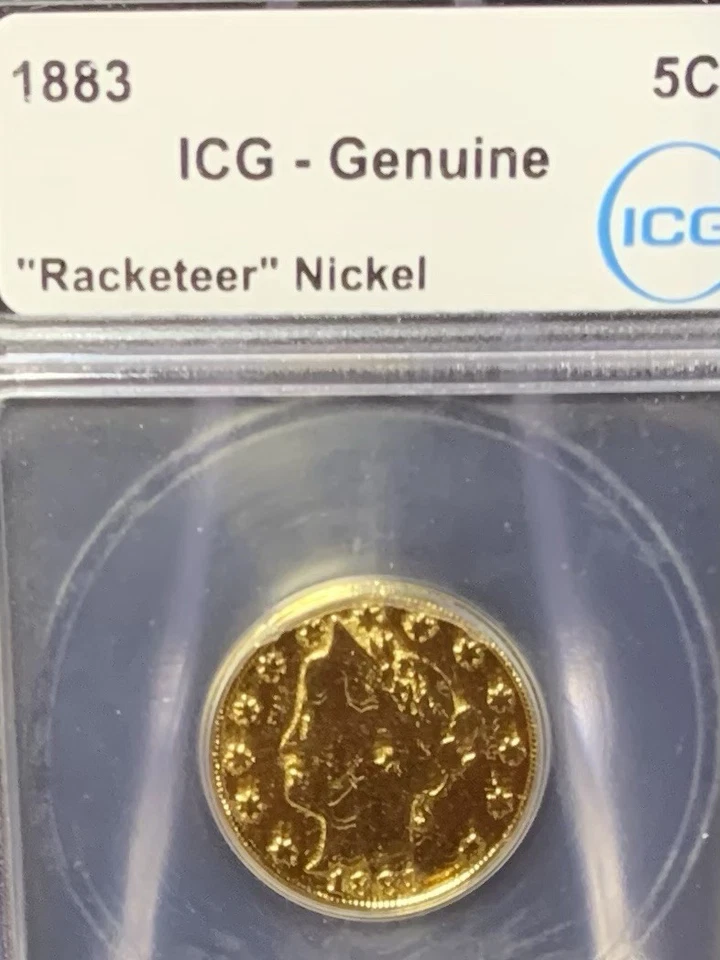 1883 Liberty V "Racketeer" Nickel Type 1 No Cents ICG Genuine UNC Free Shipping - Image 4 of 4
