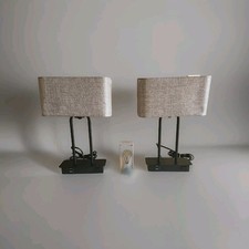 Set of 2 Touch Control Table Lamps 3-Way Dimmable Bedside Lamps Iron  Linen USB