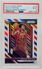 2018 Prizm Red/White/BLue Refractor COLLIN SEXTON RC CARD PSA 9 MINT