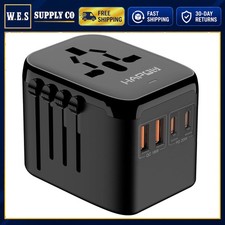 Universal Travel Adapter with USB-C and USB-A Ports for Over 200 Countries