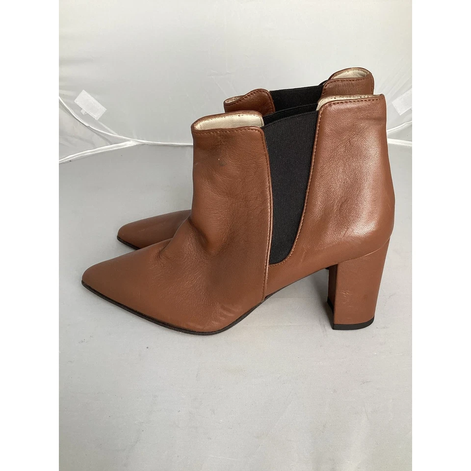 Botines AMALFI By Rangoni Isole Cuero Marrón Chelsea Tacón Bloque Talla 7.5M Foto 3 de 4