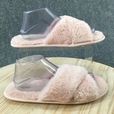 Splendid Slippers Womens M/L Fuax Fur Lined Slip On Flats Pink Cross Strap