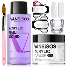 Acrylic Nail Kit: 30G Clear Acrylic Powder and 75Ml Acrylic Liquid Set with Nail