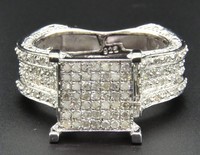 Diamond Engagement Ring Square Head .925 Sterling Silver White Finish 0.73 Ct. on sale Diamond Engagement Ring Square Head .925 Sterling Silver White Finish 0.73 Ct. on sale