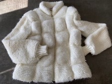 Currants by Jeri-Jo New York Vintage Cream Puffy Knit Full Zip Coat Sweater Med