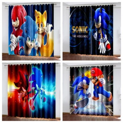 MARKENLOS 3D Sonic Cortinas Opacas Cortina Niños Oscurecimiento Cortina con Ojales Juego de 2